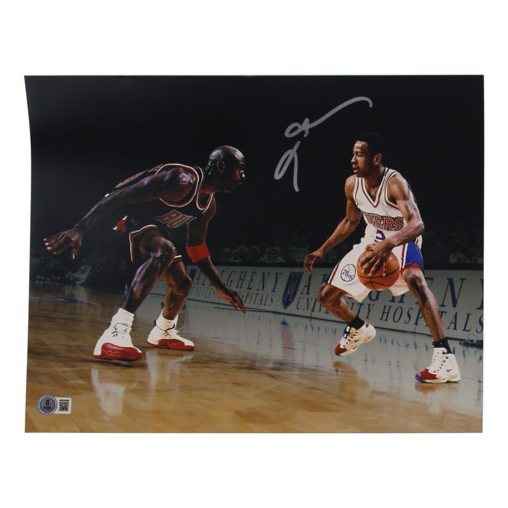 Allen Iverson Signed 76ers 11x14 Photo Jordan Cameo (Beckett)