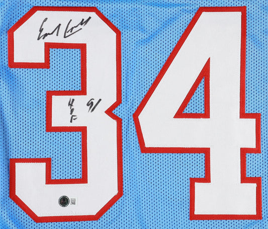 Earl Campbell Signed Jersey Inscribed "HOF 91" (Beckett Witnessed)