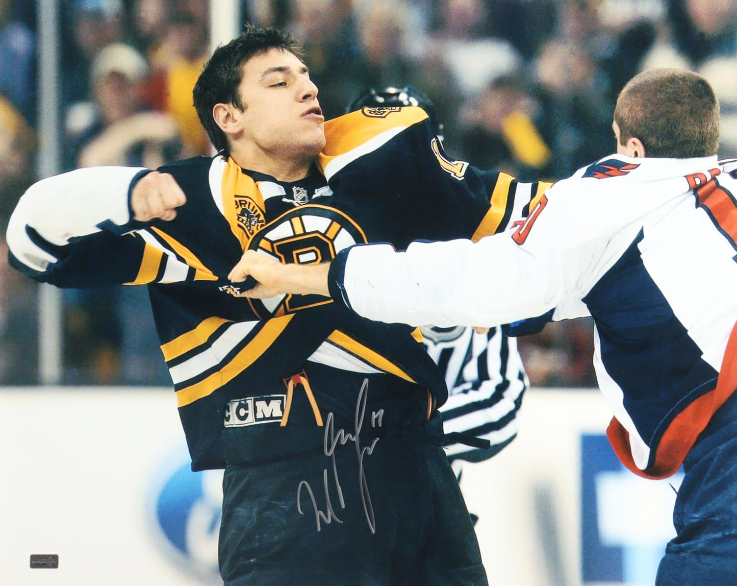 Milan Lucic Signed Bruins 16x20 Fight Photo (New England Picture)