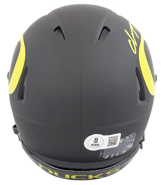 Christian Gonzalez signed Oregon Ducks Speed Mini Helmet — Beckett authenticated — view 2