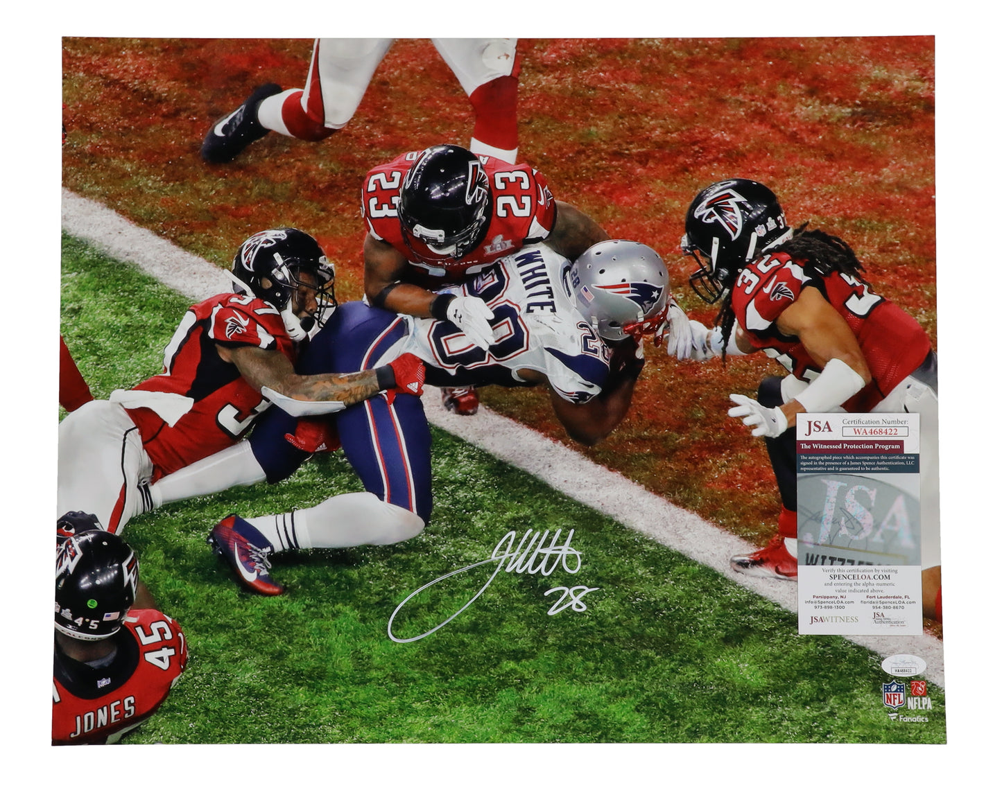 James White signed Patriots Photo — JSA authenticated