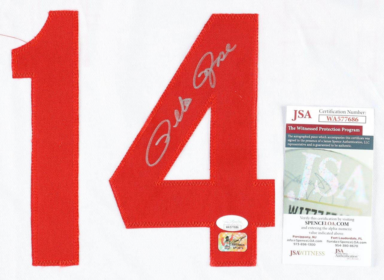 Pete Rose Signed White Custom Reds Jersey (JSA WItnessed & Rose)