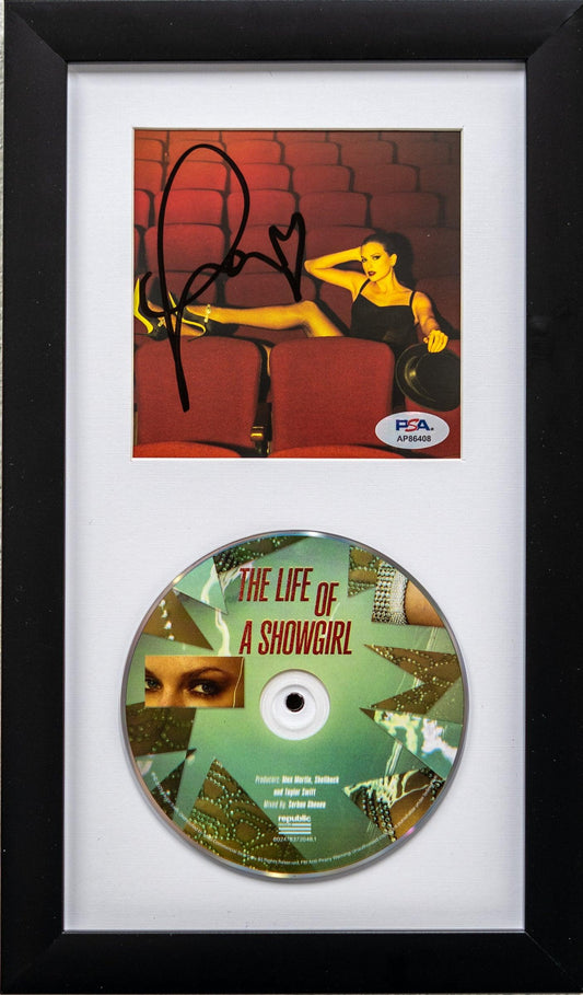 Taylor Swift signed "The Life of a Showgirl" Custom Framed CD Insert Display — PSA authenticated