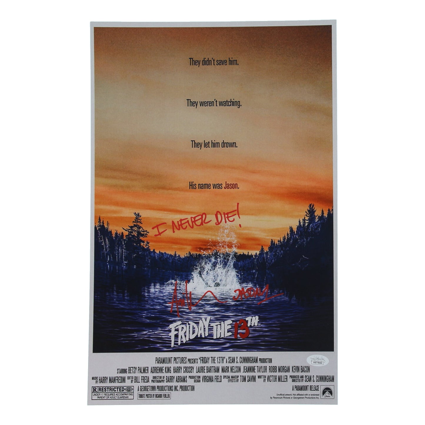 "Friday the 13th" Ari Lehman Signed 11x17 Photo Inscribed "I Never Die!" & "Jason 1" (JSA Witnessed)