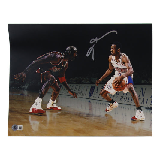 Allen Iverson Signed 76ers 11x14 Photo Jordan Cameo (Beckett)