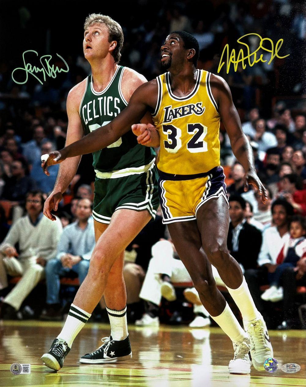 Larry Bird & Magic Johnson Signed 16x20 Photo (PSA, Beckett & Bird Witnessed)