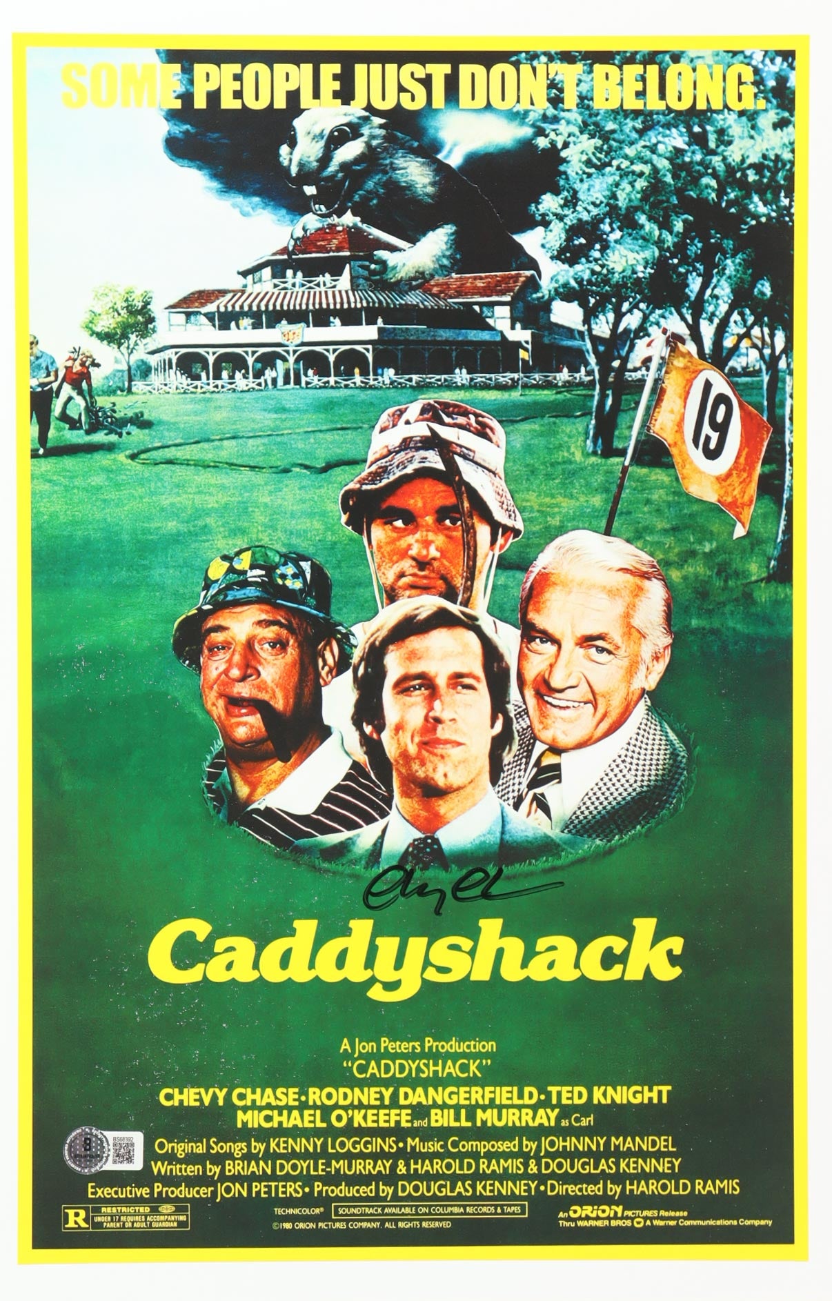 Chevy Chase signed Caddyshack Movie Poster — Beckett authenticated