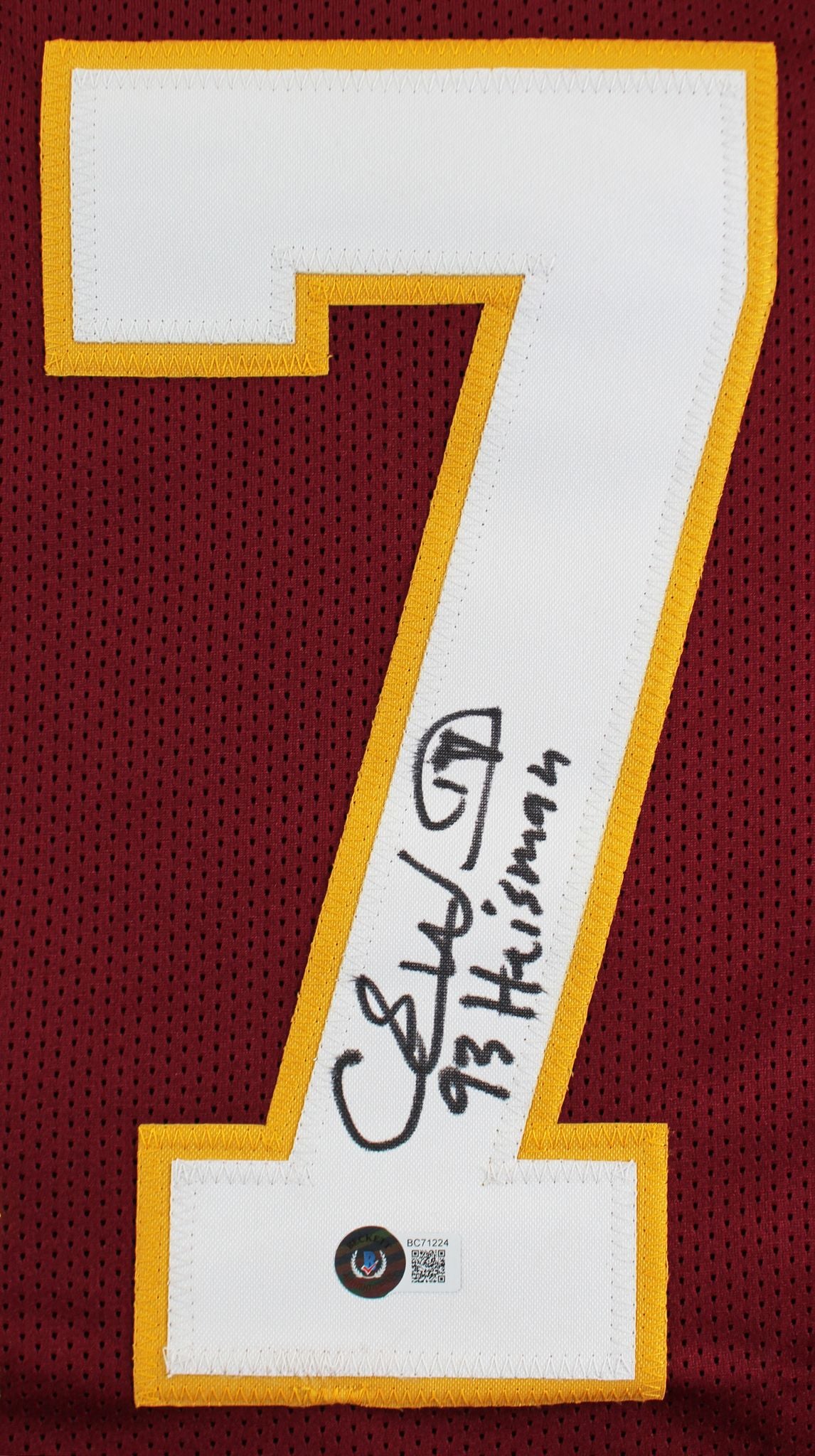 Charlie Ward signed FSU Florida State Jersey — Beckett authenticated — view 2