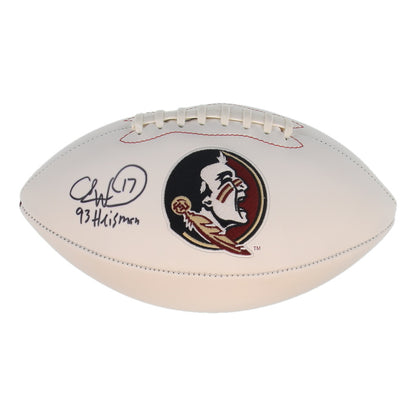 Charlie Ward Signed Florida State Seminoles Logo Football Inscribed "93 Heisman" (Schwartz)