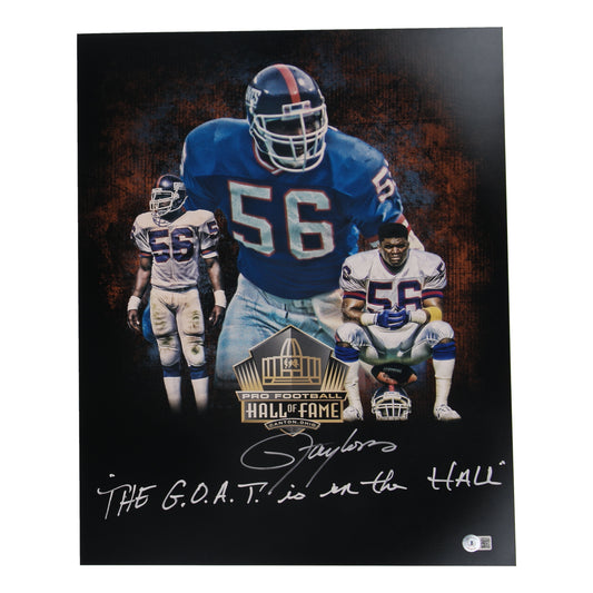 Lawrence Taylor Signed Giants 16x20 Photo Inscribed "The G.O.A.T. is in the HALL" (Beckett)