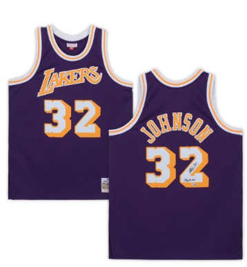 Magic Johnson Lakers Signed Mitchell & Ness Jersey w/ RARE "Showtime" inscription (Fanatics)