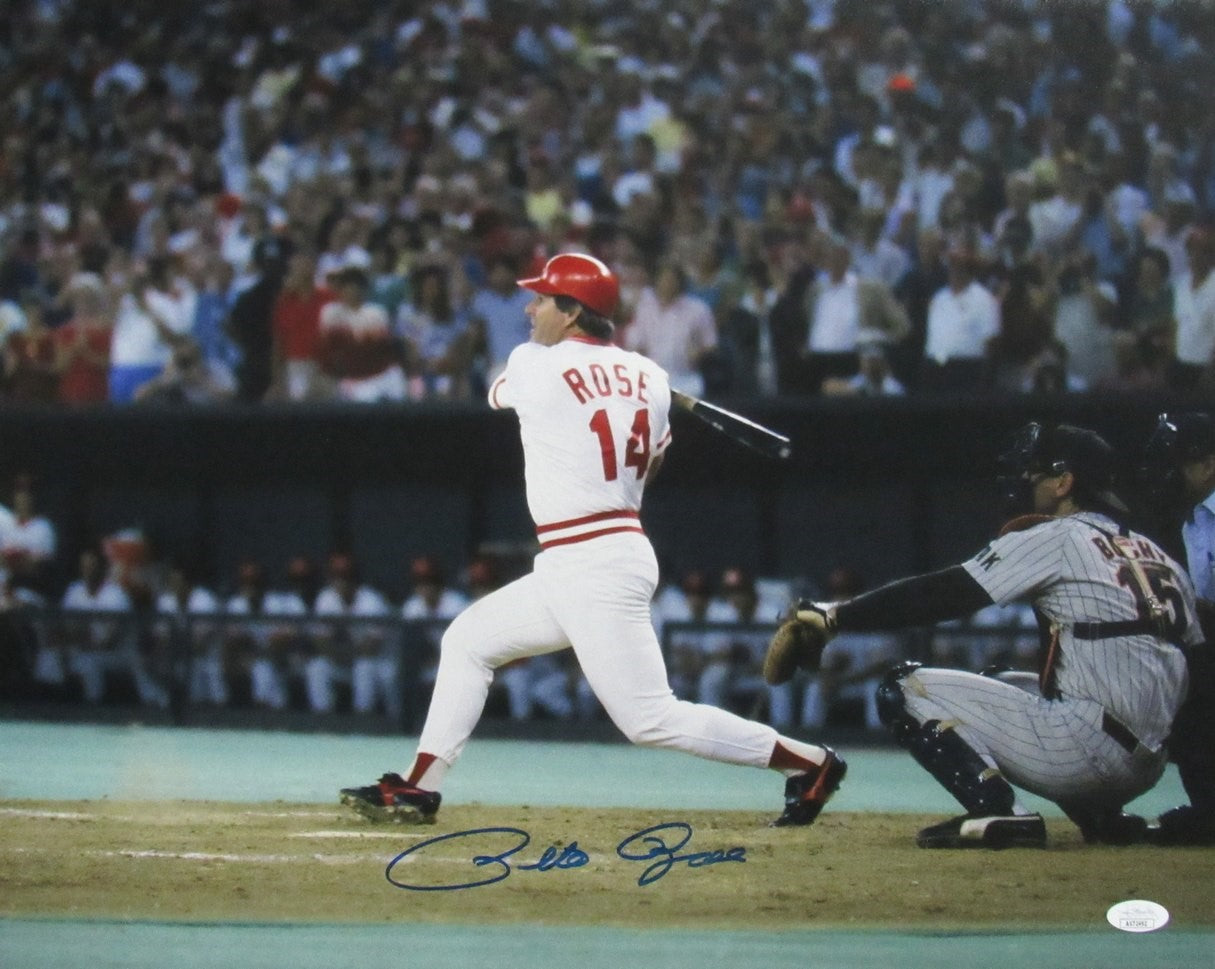Pete Rose Signed Reds 16x20 Photo (JSA)