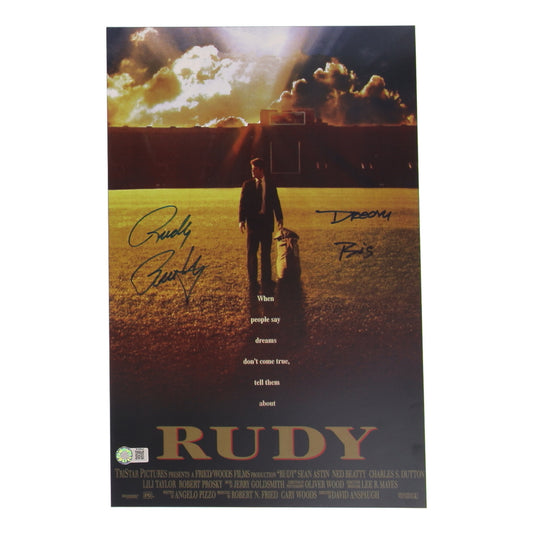 Rudy Ruettiger signed "Rudy" Movie Poster — Schwartz authenticated