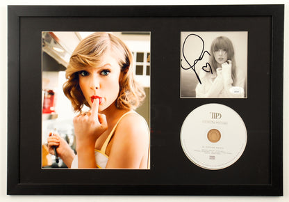 Taylor Swift signed "The Tortured Poets Department" Custom Matted CD Insert Display (JSA) Black Black — JSA authenticated