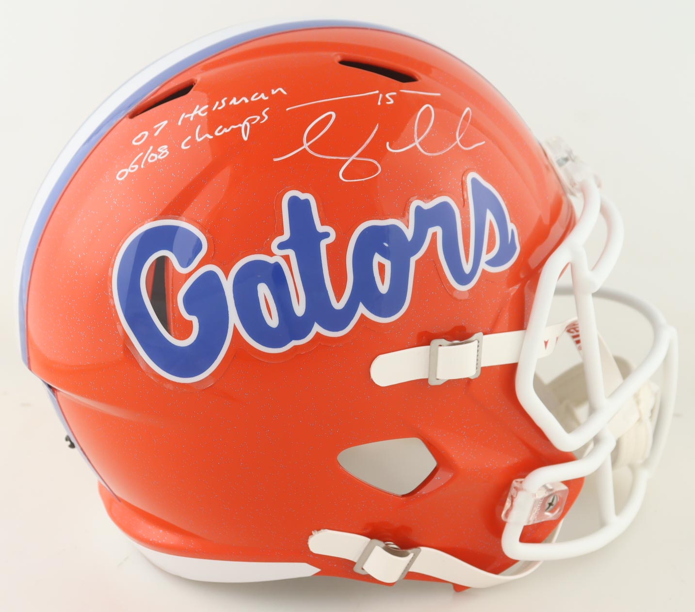 Tim Tebow Signed Florida Gators Full-Size Speed Helmet Inscribed "07 Heisman" & "06/08 Champs" (Tebow)
