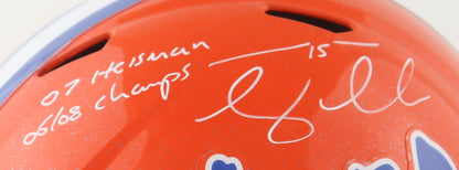 Tim Tebow Signed Florida Gators Full-Size Speed Helmet Inscribed "07 Heisman" & "06/08 Champs" (Tebow)