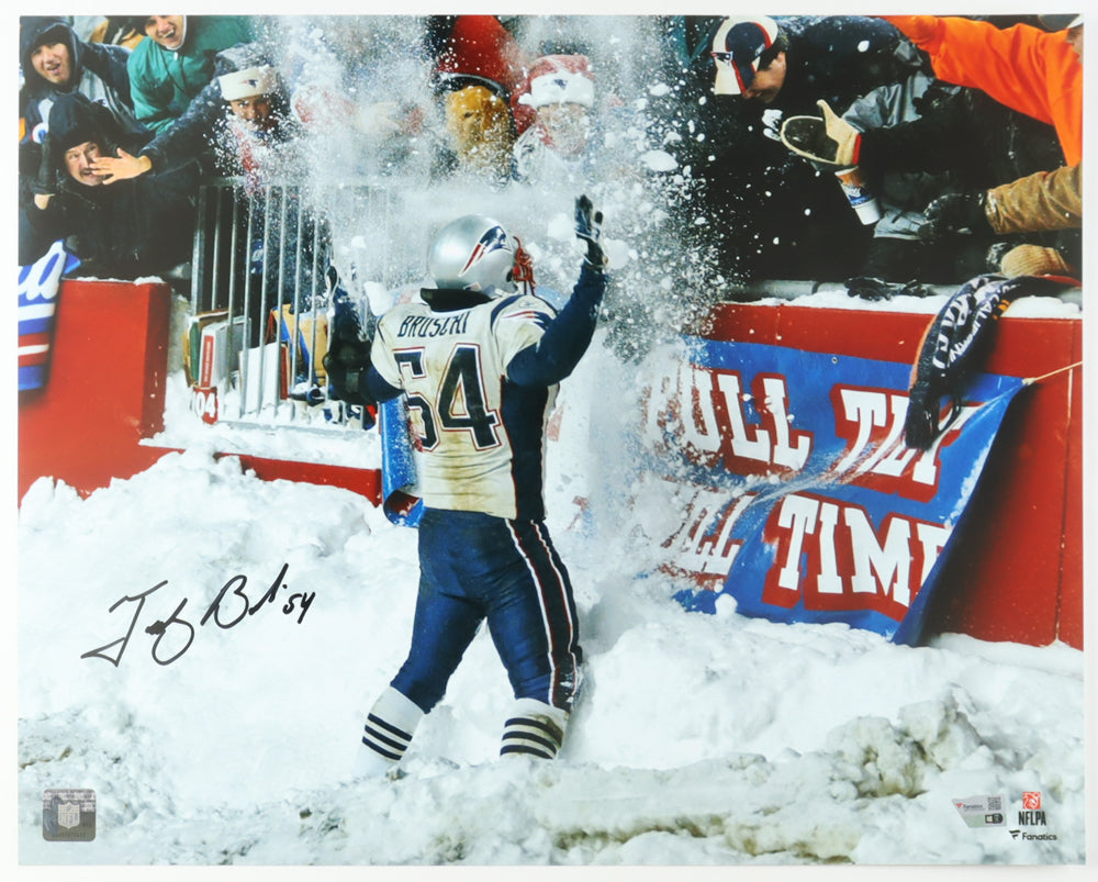 Tedy Bruschi Signed Patriots Iconic 16x20 Snow Photo (Fanatics)