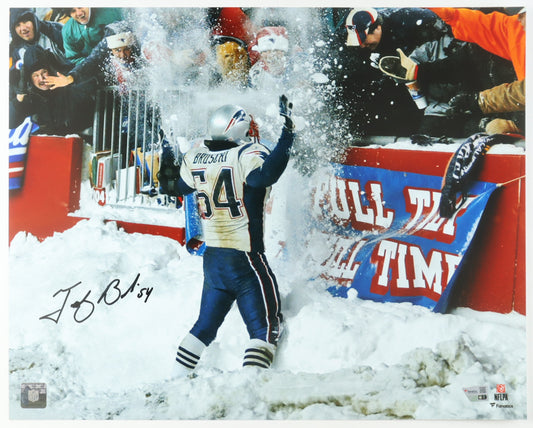 Tedy Bruschi Signed Patriots Iconic 16x20 Snow Photo (Fanatics)