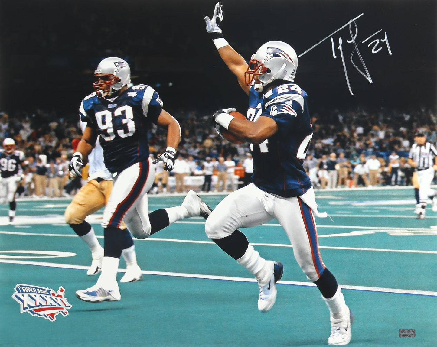 Ty Law Signed Patriots Super Bowl 16x20 Photo (New England Picture)