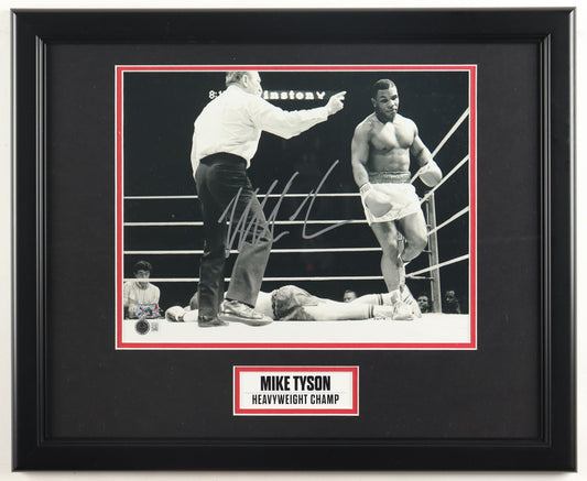 Mike Tyson Signed Custom Framed Photo Display (Tyson & Beckett Witnessed)