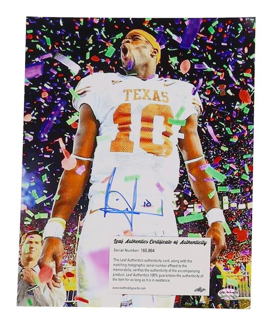 Vince Young Signed Longhorns 8x10 Photo (Leaf)
