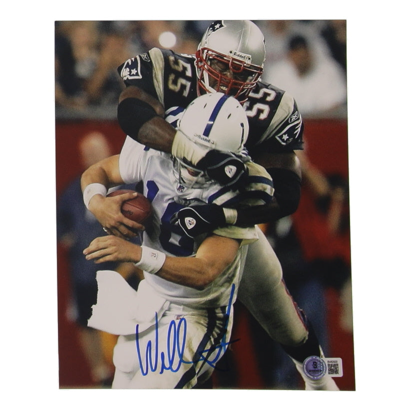 Willie McGinest Signed Patriots 8x10 Photo (Beckett) Manning Cameo
