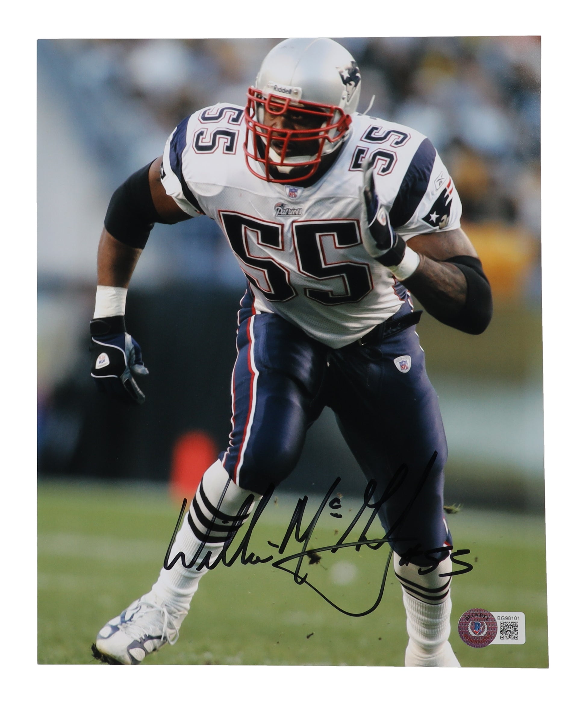 Willie Mcginest signed Willie McGinest Autographed 8×10 Photo – New England Patriots (Beckett) — Beckett authenticated