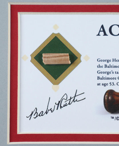 Babe Ruth Game-Used Bat Piece - Red Sox Matted Display (PSA/DNA/LOA)