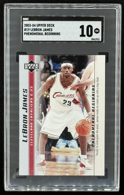 LeBron James 2003-04 Upper Deck Phenomenal Beginning #19 Ready To Anticipate RC (SGC 10)