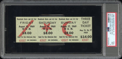 Woodstock signed Woodstock Authentic Three Day Unused Ticket from August 15, 16, 17, 1969 (PSA FULL MINT 9) — PSA authenti…